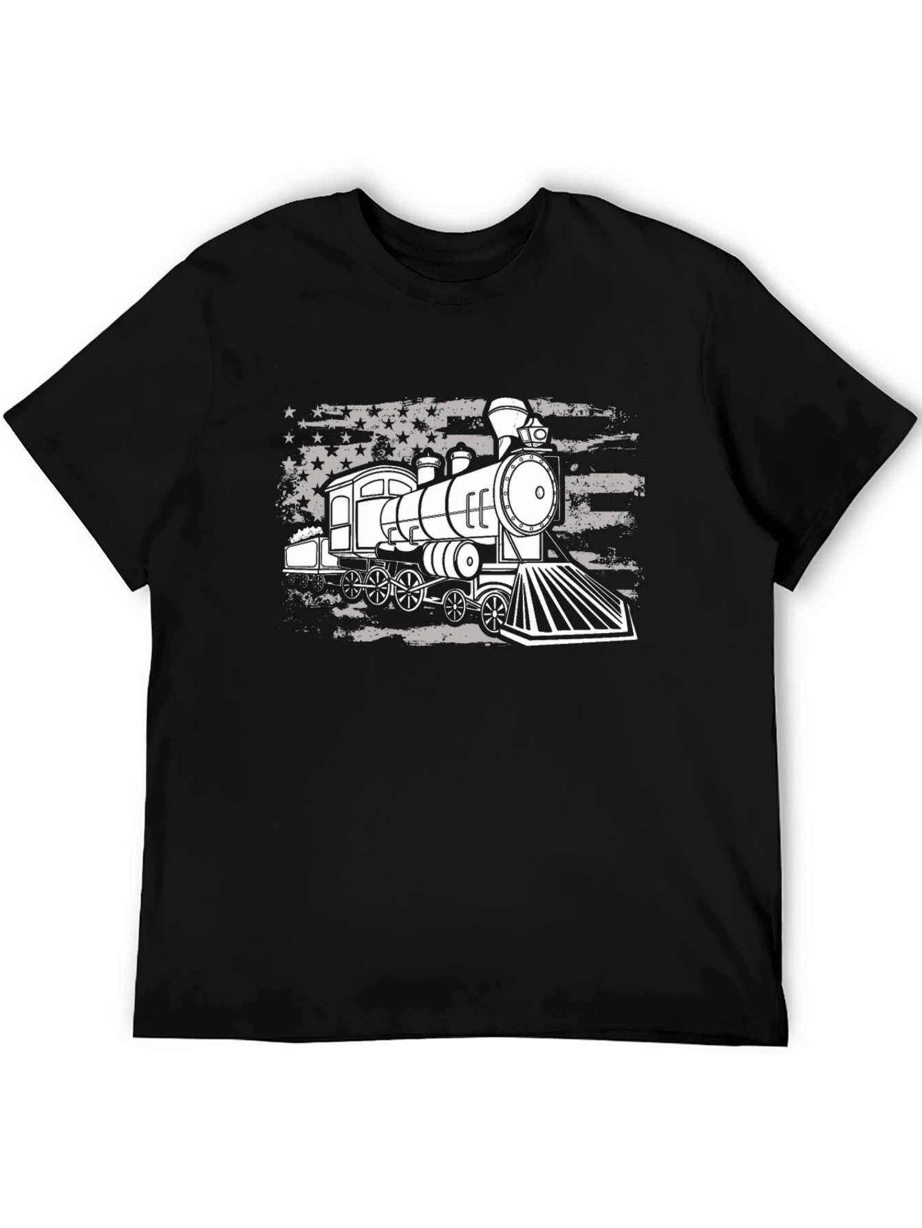 Train American Flag Graphic T-Shirt