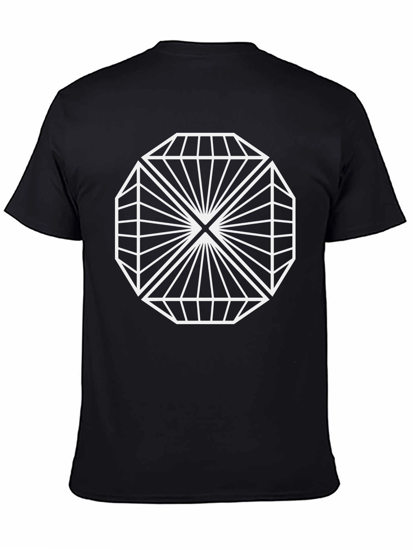 Geometric Octagon Graphic T-Shirt - Black