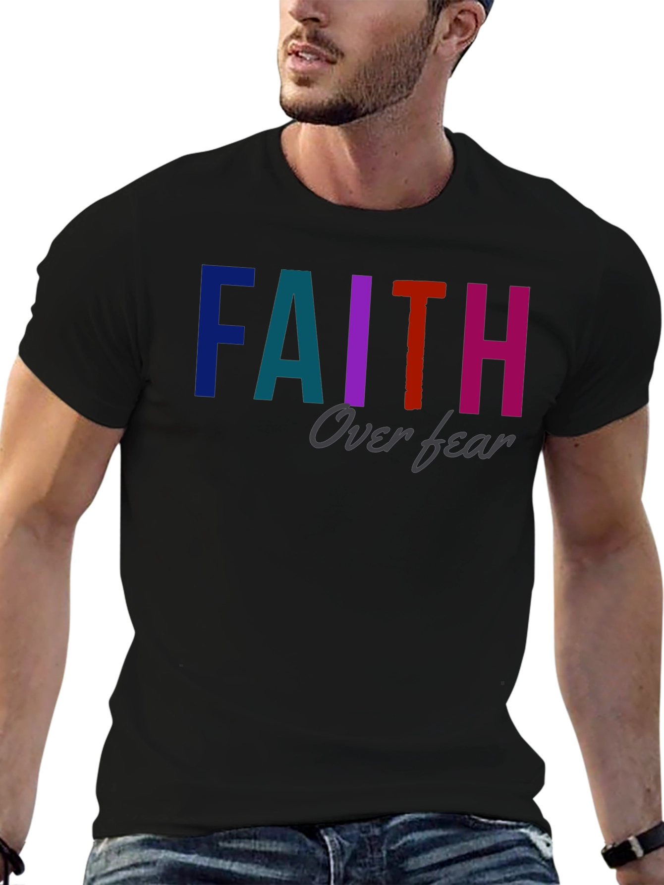 Faith Over Fear Graphic T-Shirt - Unisex Black Tee
