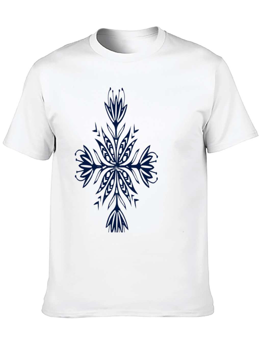 Mens Black T-Shirt with Blue Floral Design
