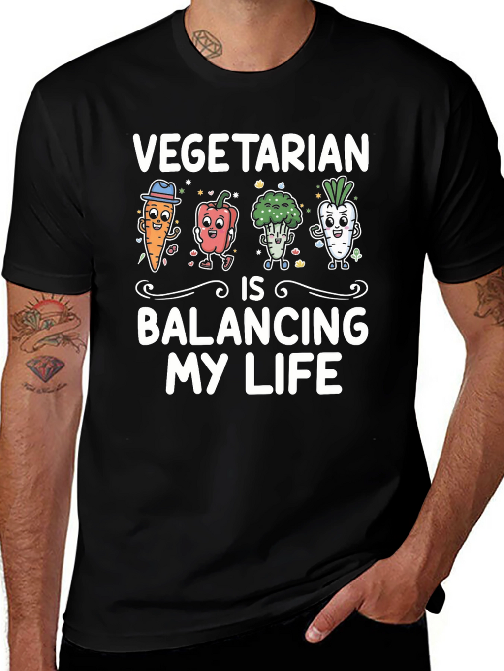 Vegetarian Balancing Life Graphic T-Shirt