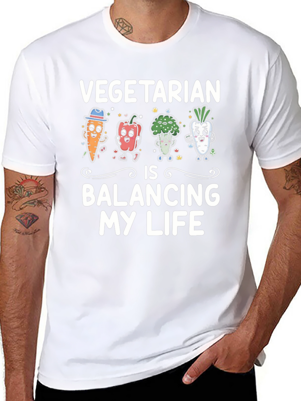 Vegetarian Balancing Life Graphic T-Shirt