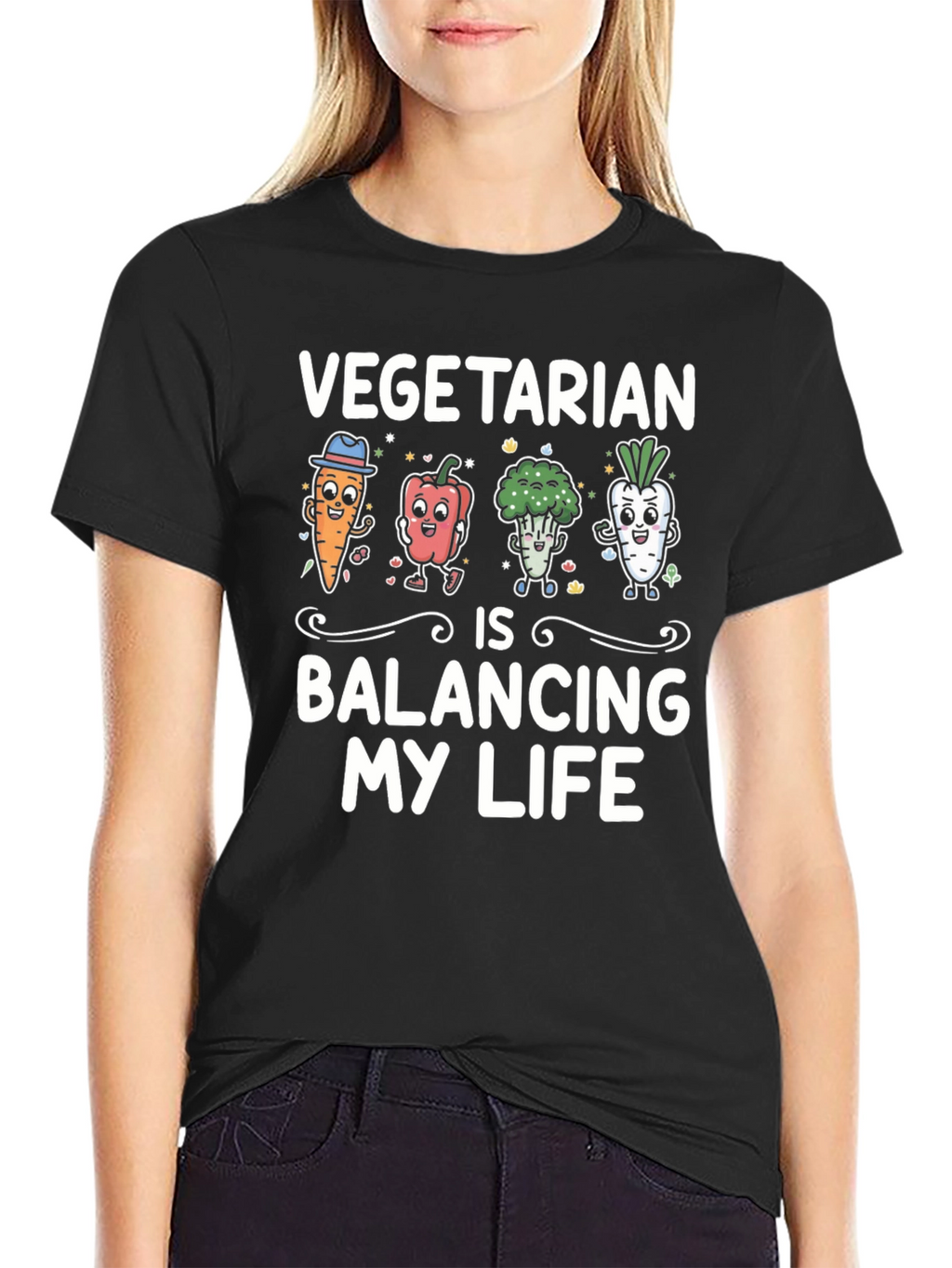 Vegetarian Balancing Life Graphic T-Shirt