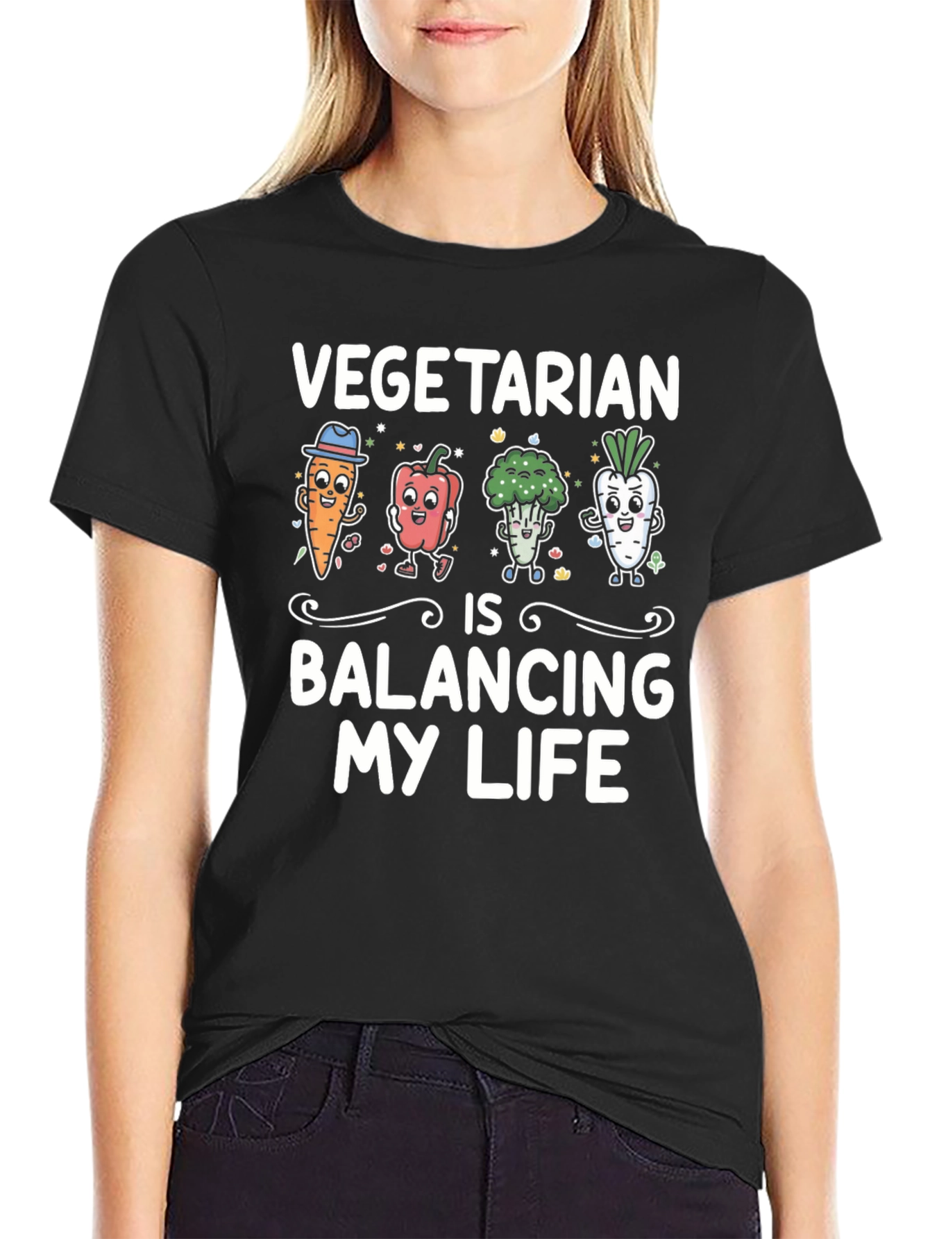 Vegetarian Balancing Life Graphic T-Shirt