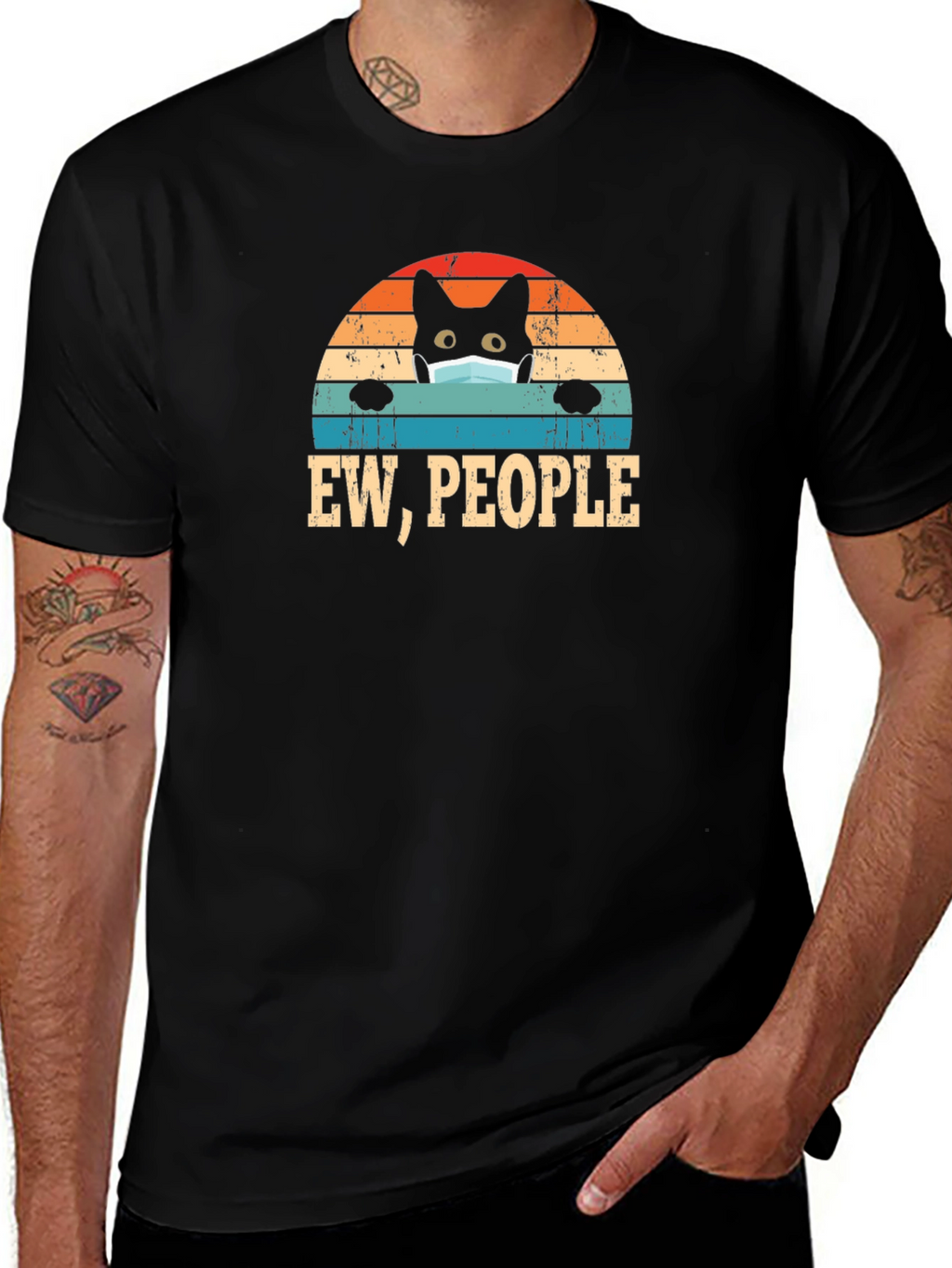 Ew People Black Cat Mask T-Shirt