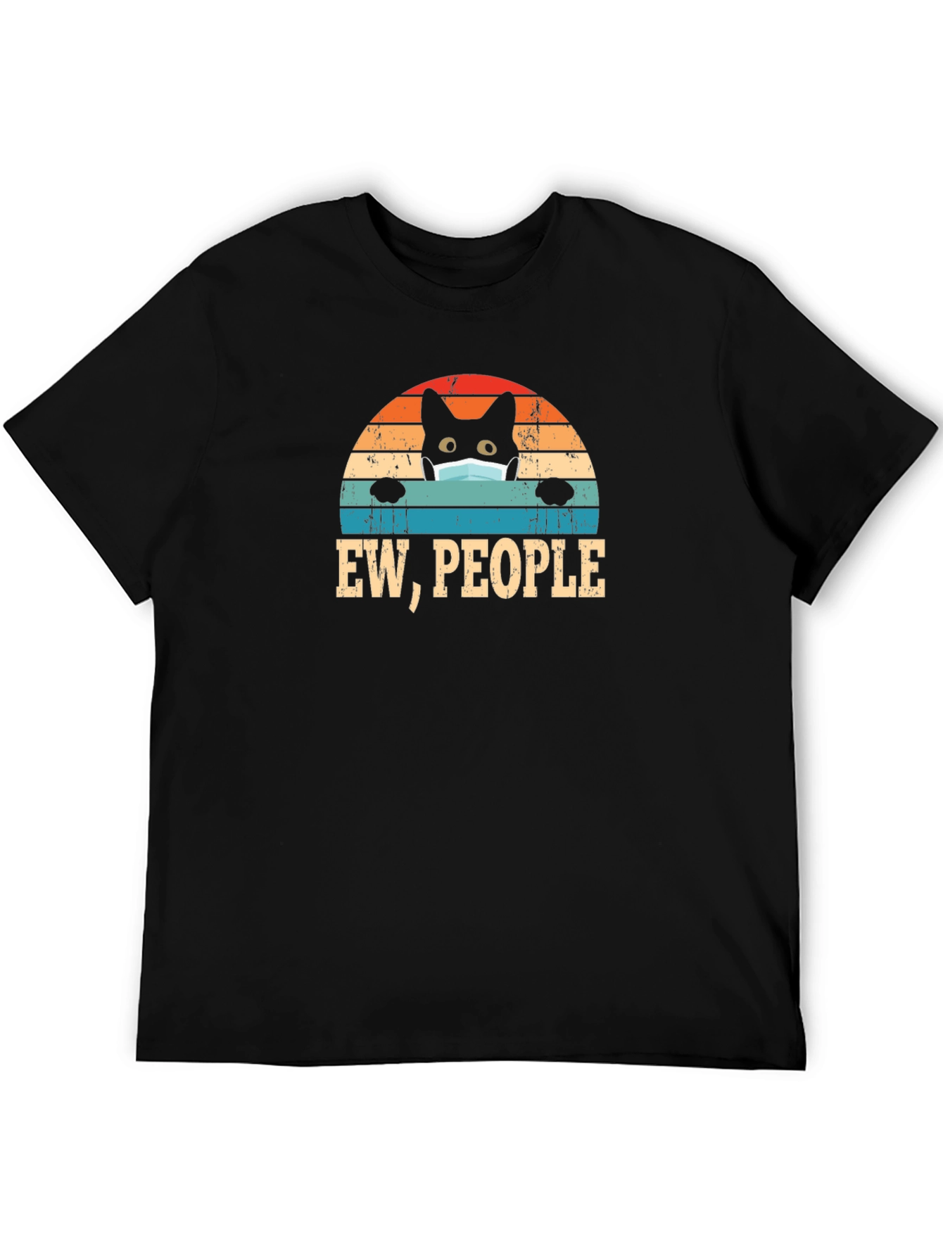 Ew People Black Cat Mask T-Shirt