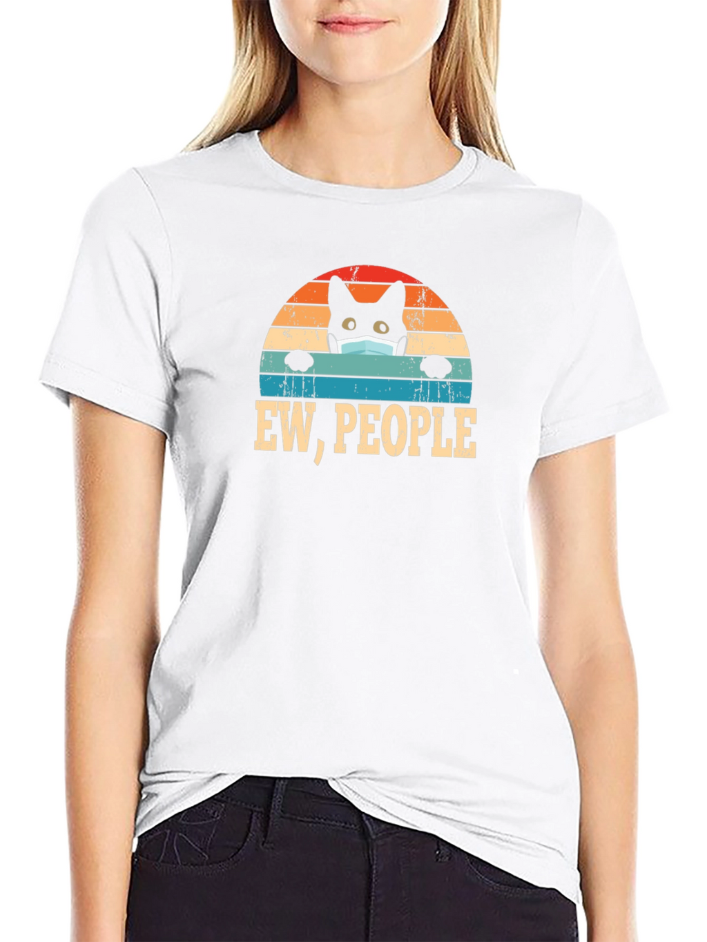 Ew People Black Cat Mask T-Shirt