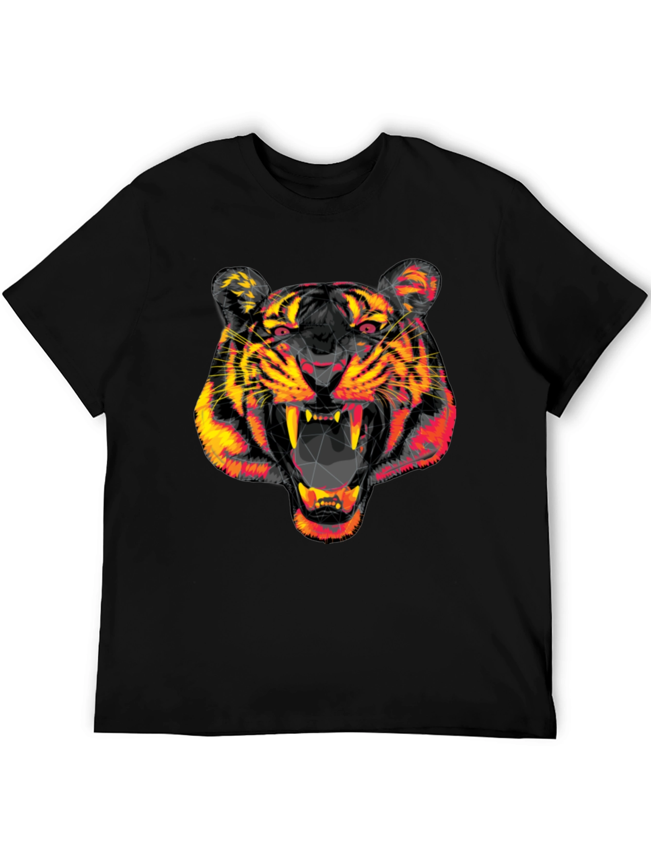 Geometric Tiger Head Black Graphic Tee