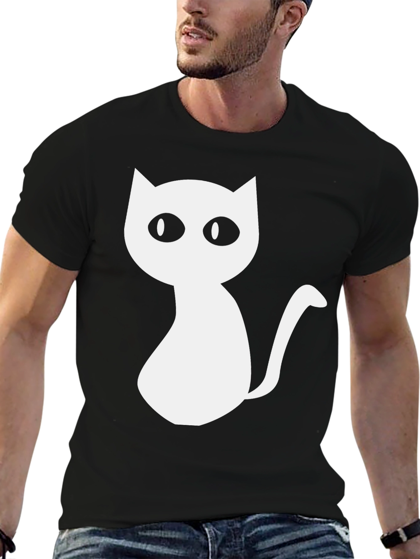 Cute Cat Graphic Tee - Unisex Black T-Shirt