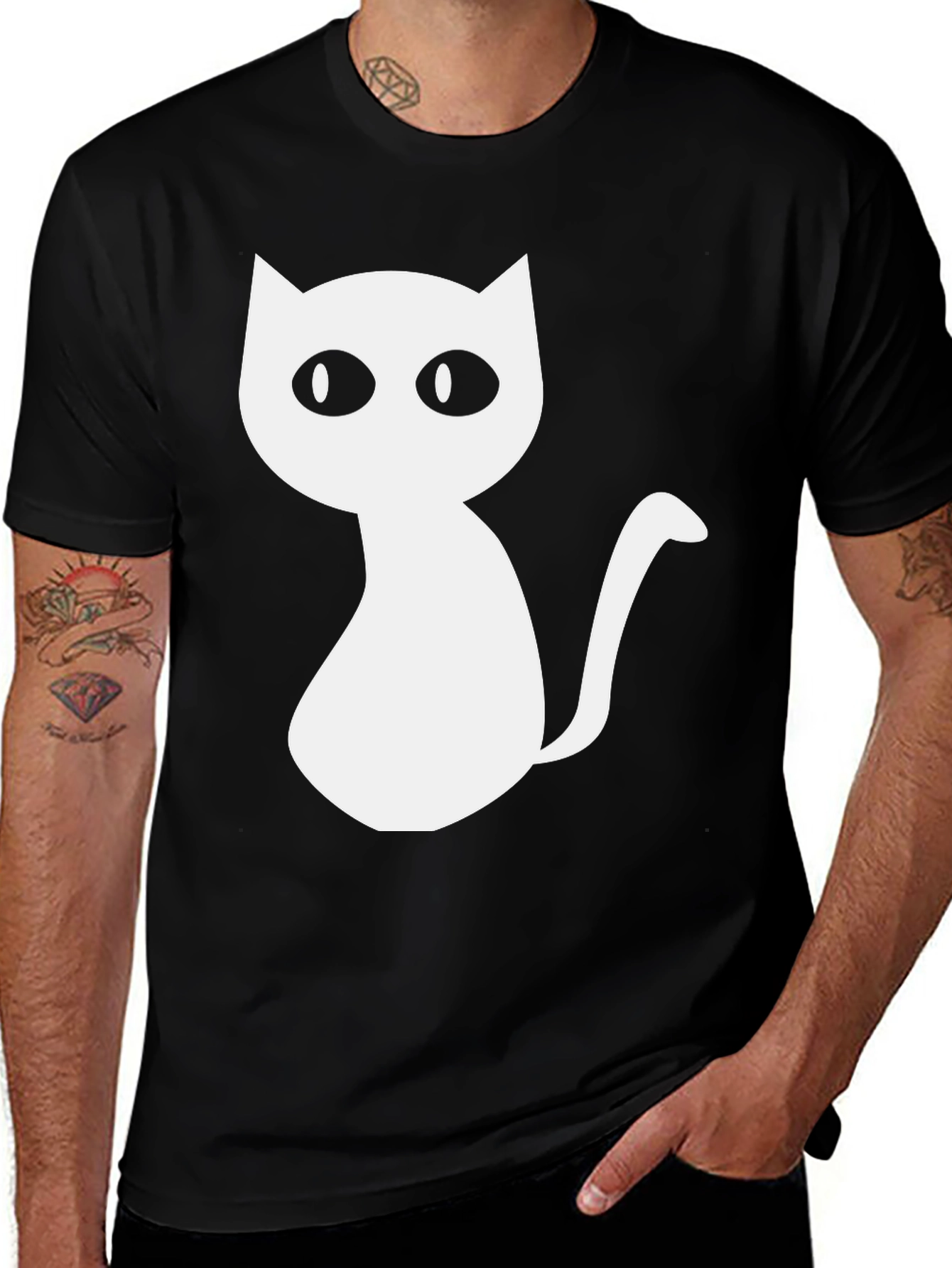 Cute Cat Graphic Tee - Unisex Black T-Shirt