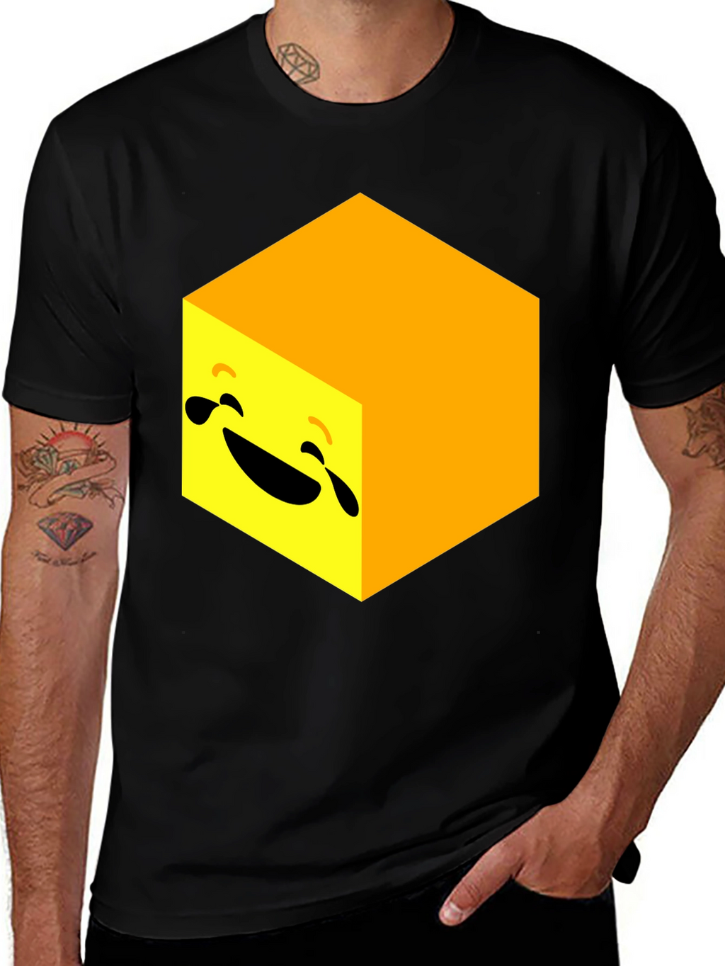 Laughing Cube Graphic Tee - Black Cotton Blend