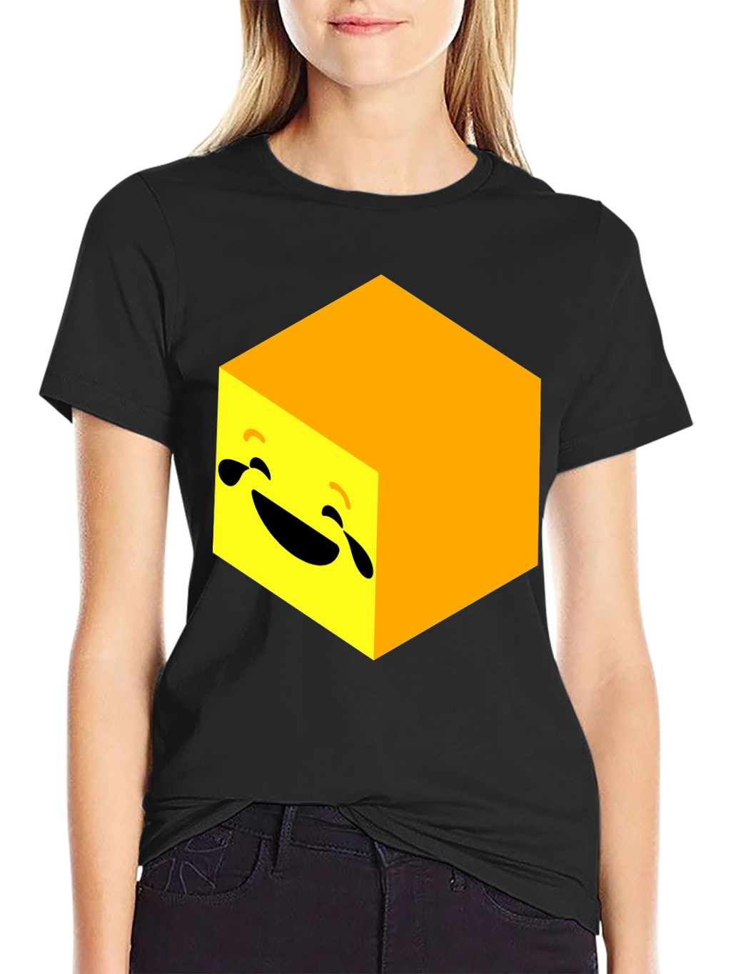 Laughing Cube Graphic Tee - Black Cotton Blend