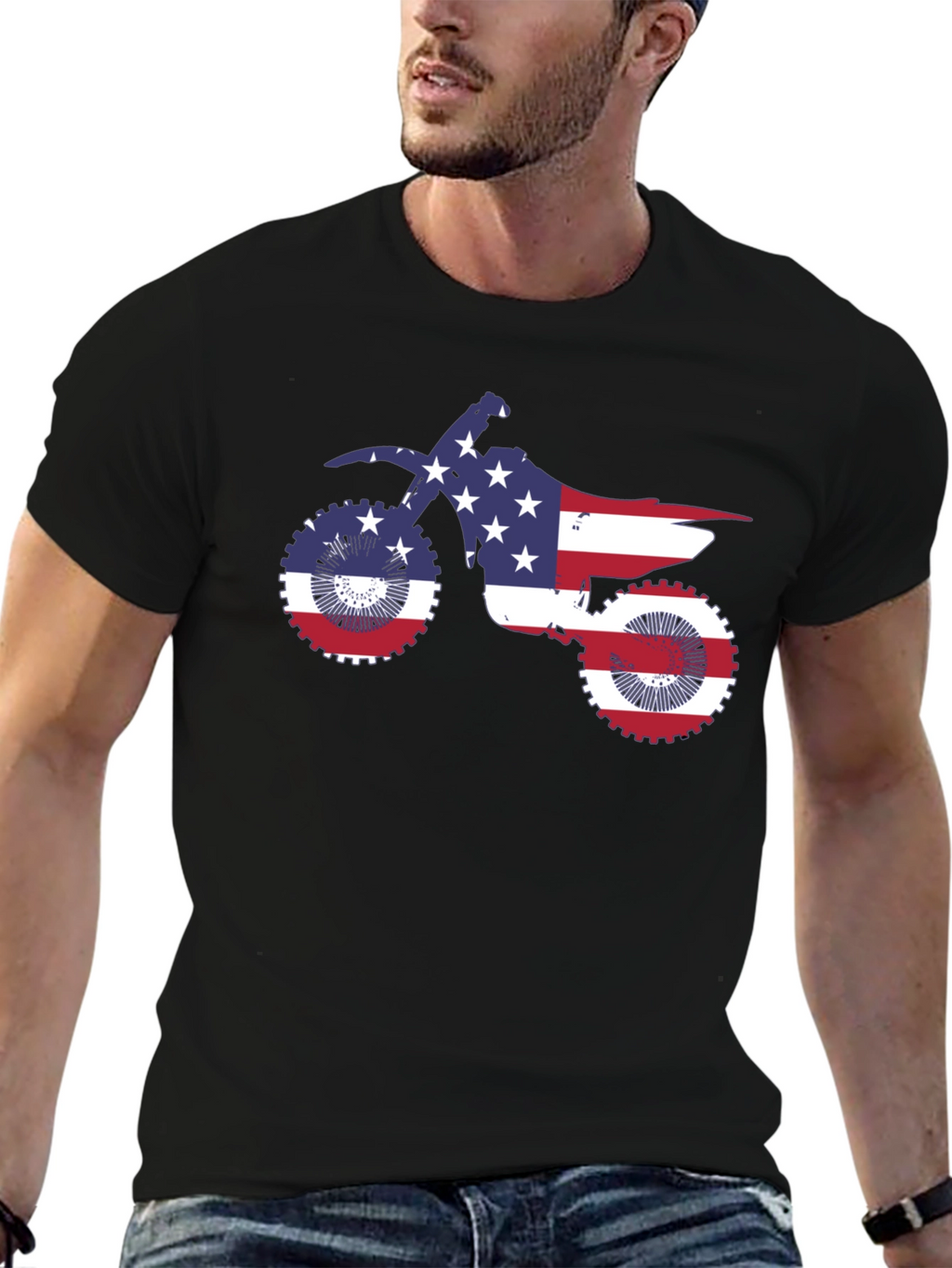 American Flag Motorcycle T-Shirt