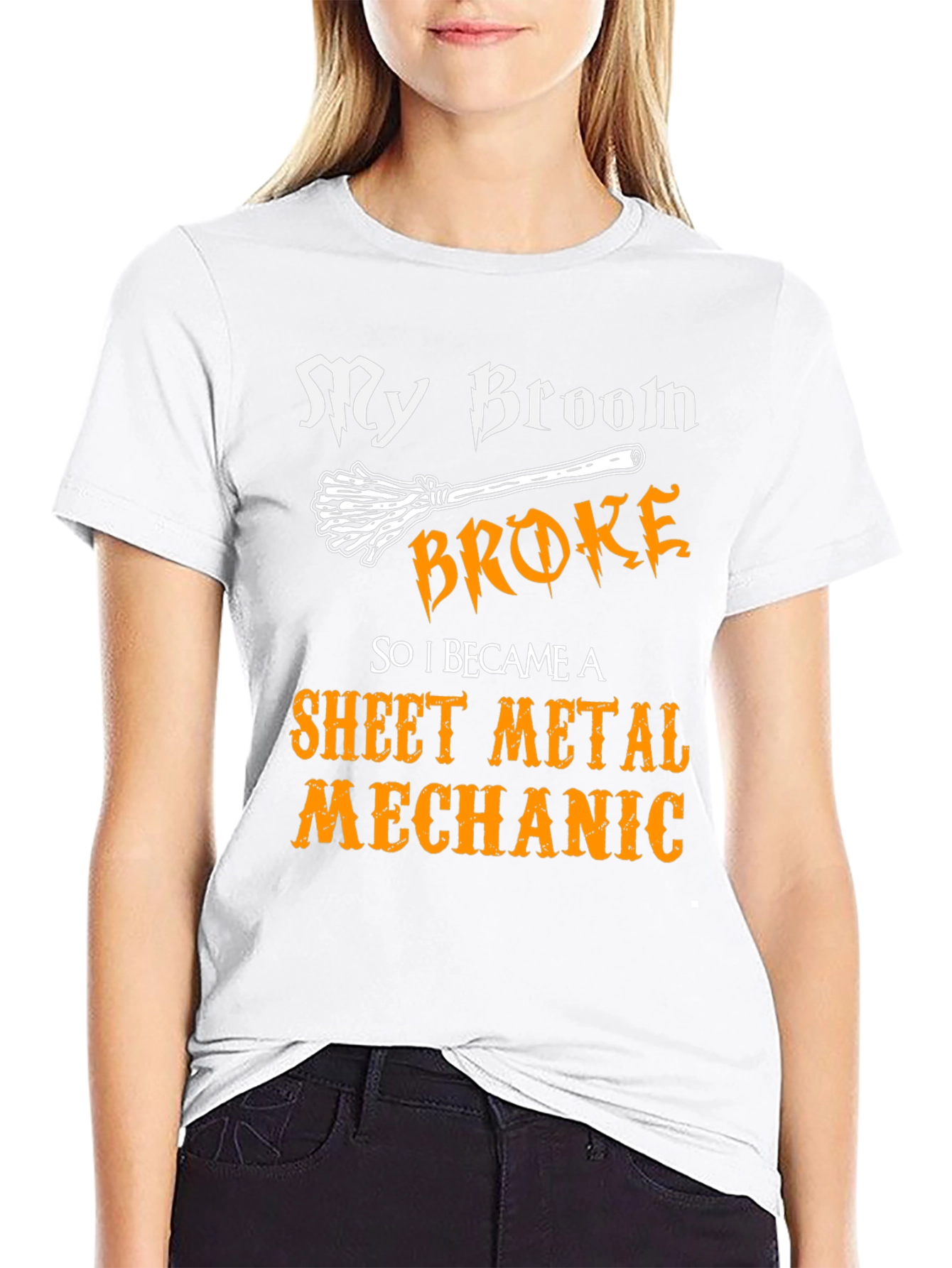 My Broom Broke Sheet Metal Mechanic Graphic Tee