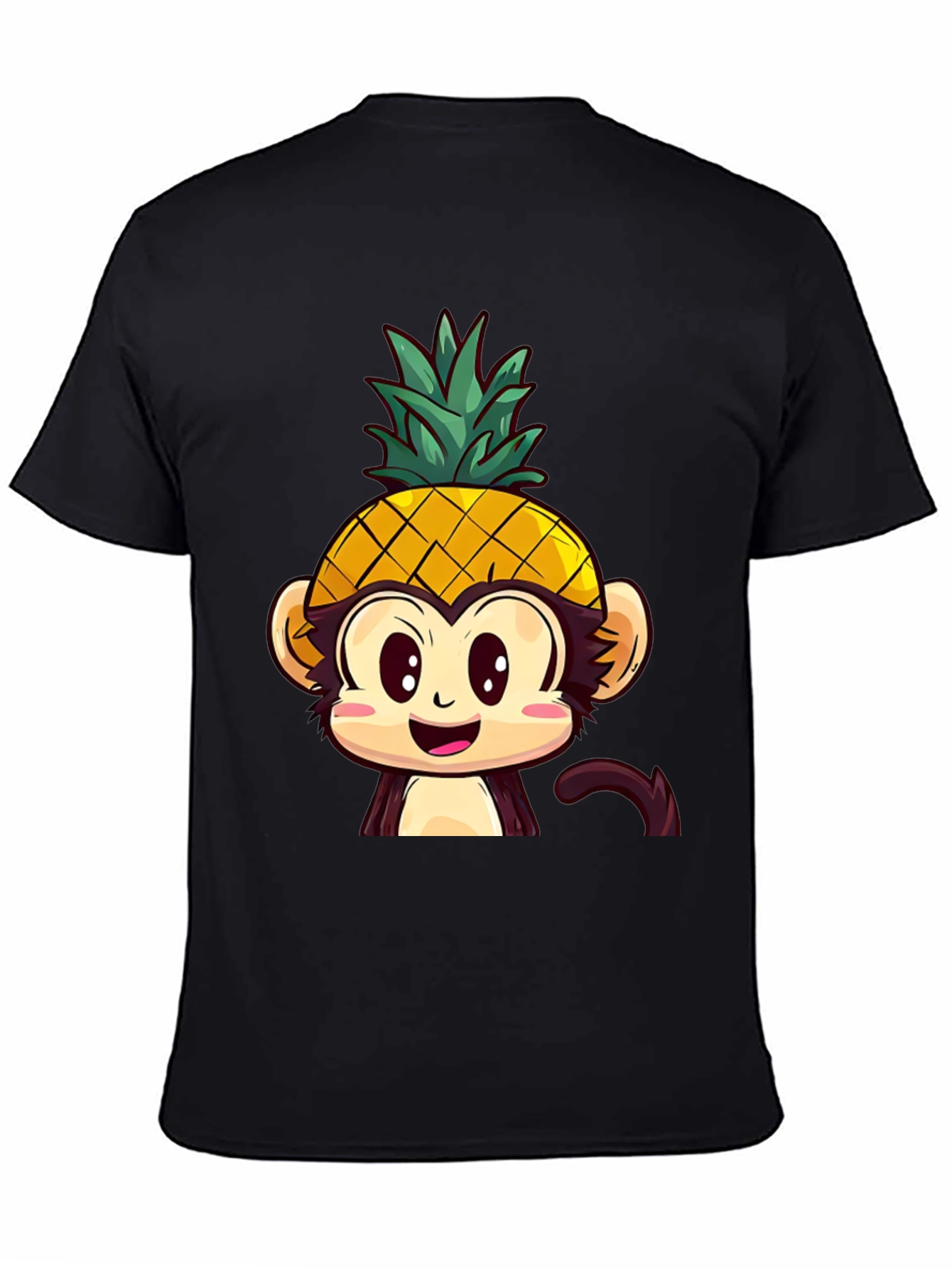 Pineapple Monkey Graphic T-Shirt - Quirky Cartoon Tee