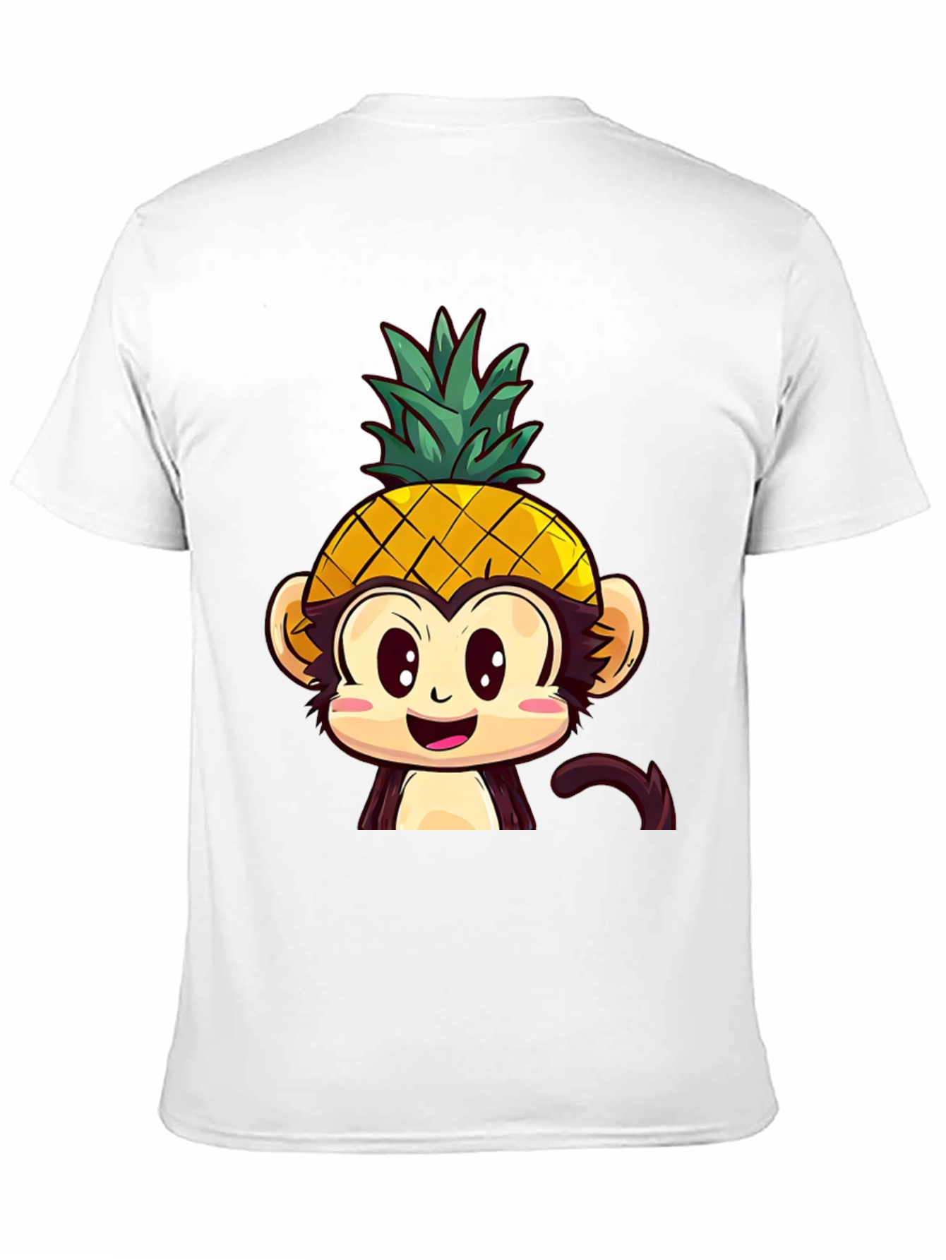 Pineapple Monkey Graphic T-Shirt - Quirky Cartoon Tee