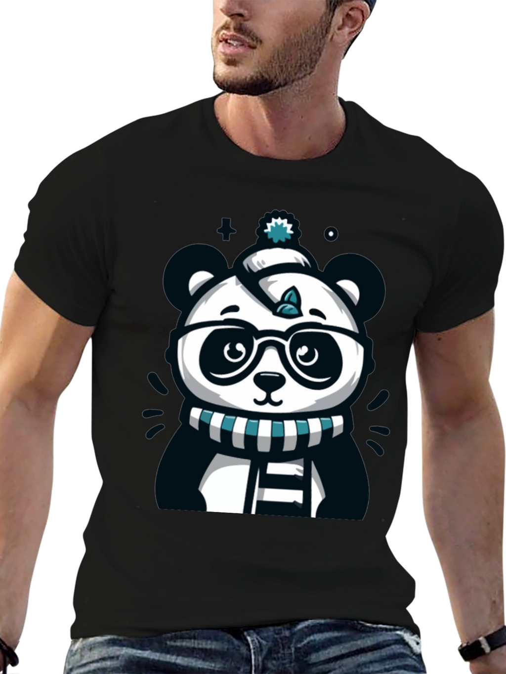 Cute Cartoon Panda Bear Graphic T-Shirt