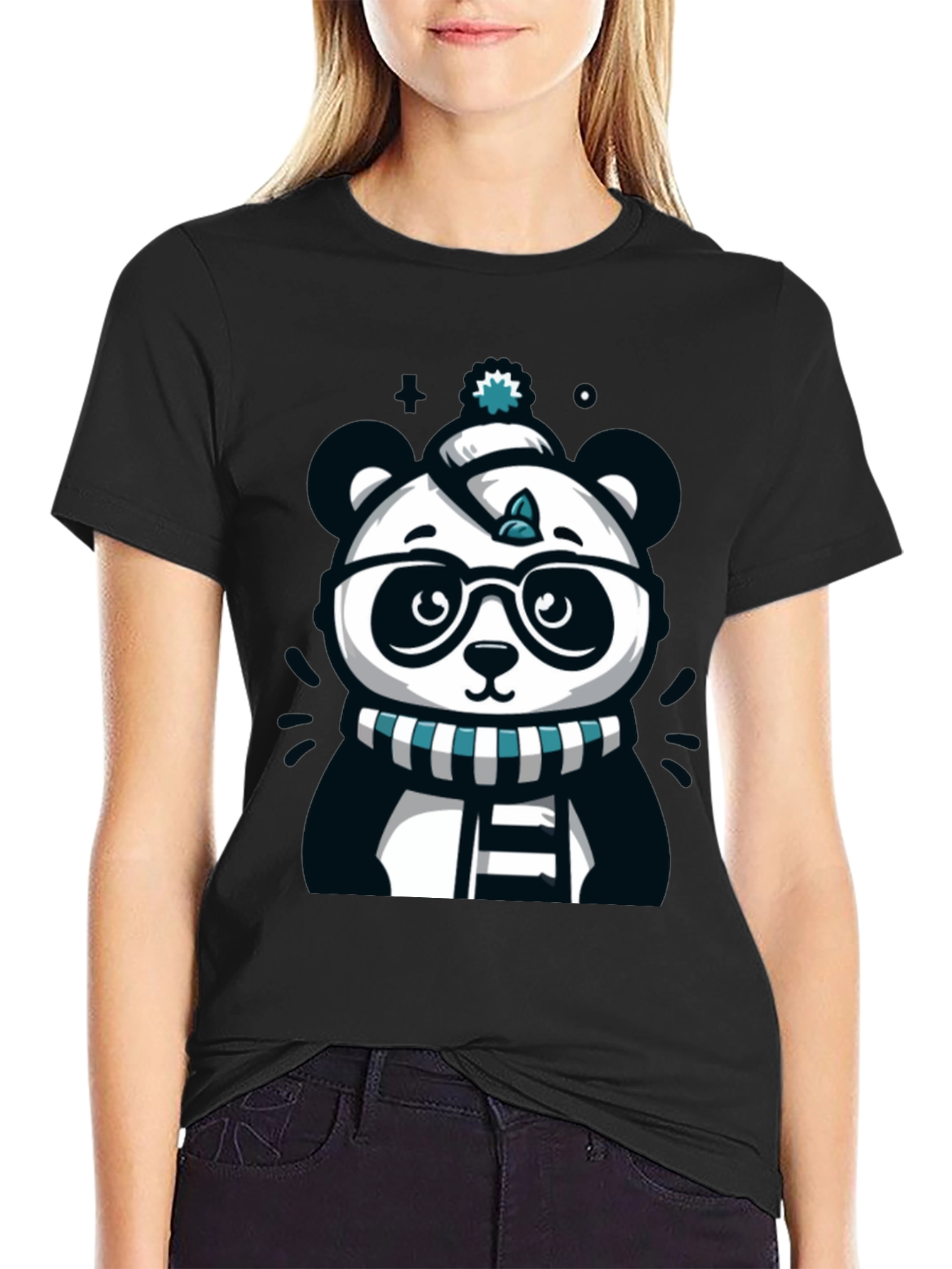 Cute Cartoon Panda Bear Graphic T-Shirt