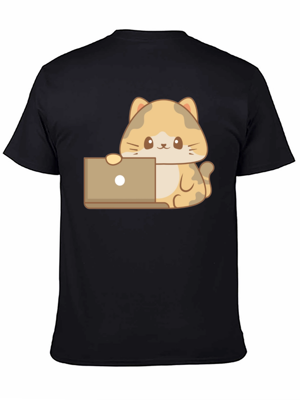 Cute Cat Laptop T-Shirt - Black