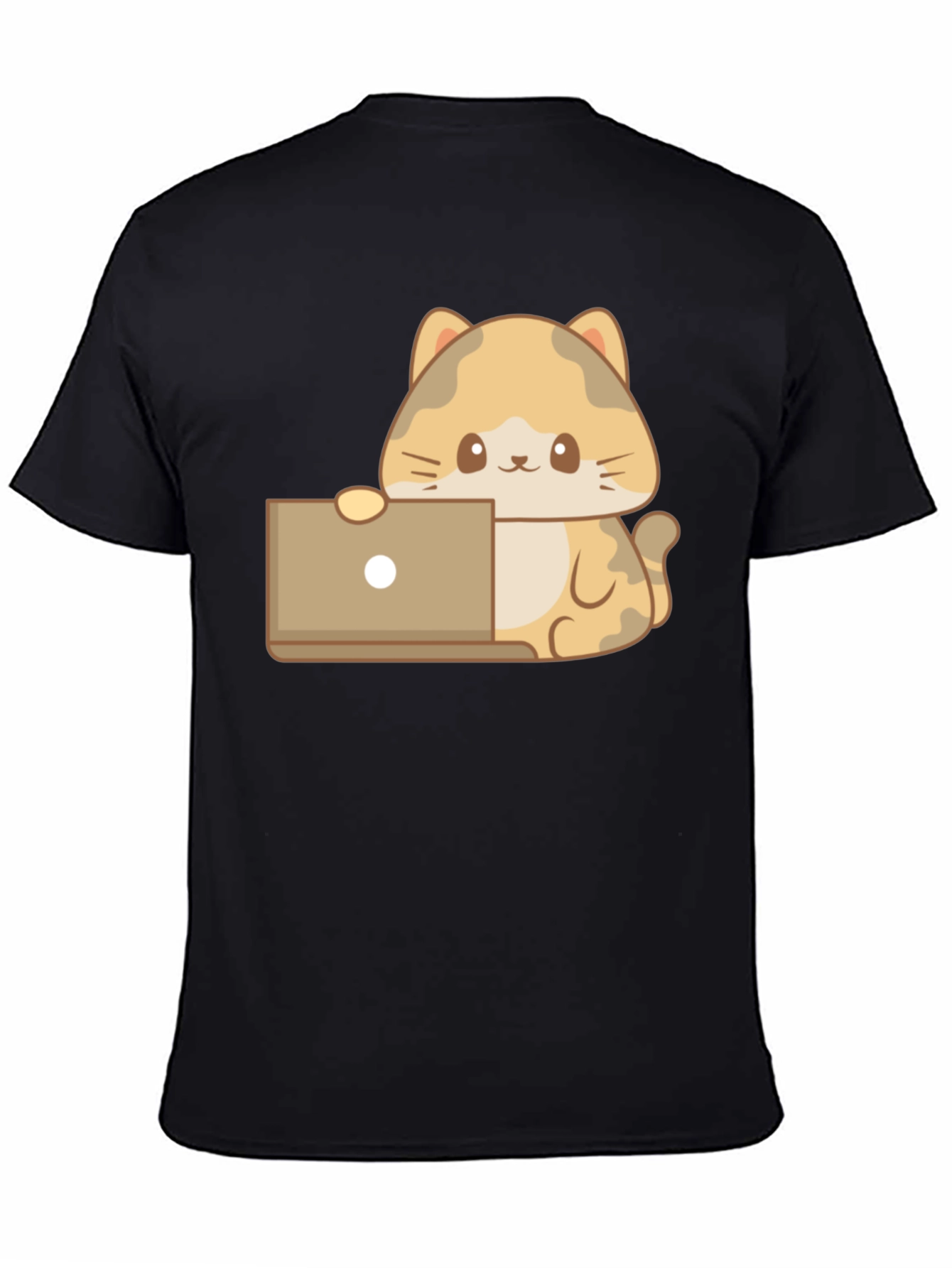 Cute Cat Laptop T-Shirt - Black