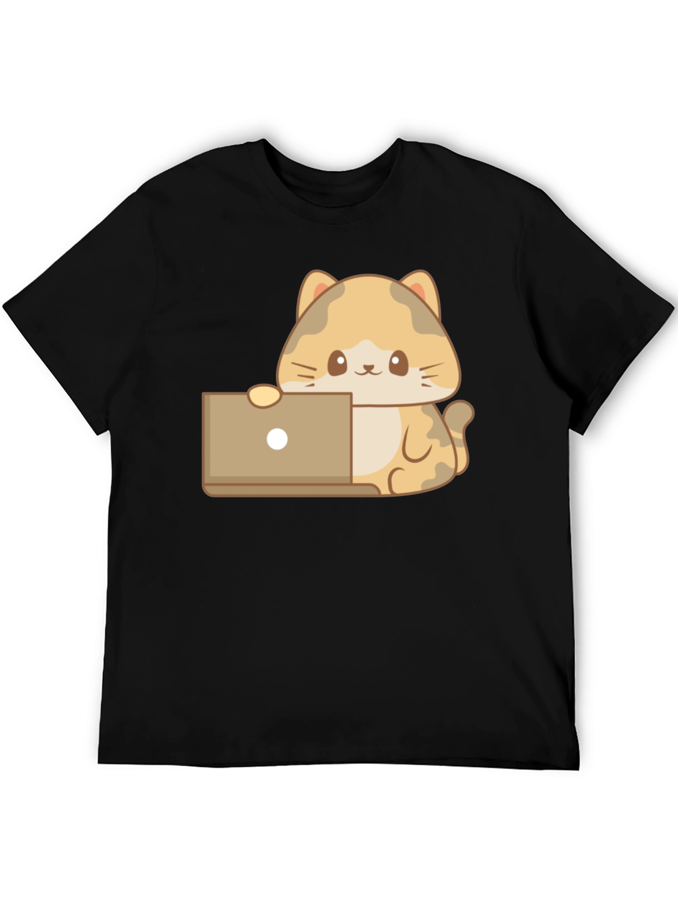 Cute Cat Laptop T-Shirt - Black