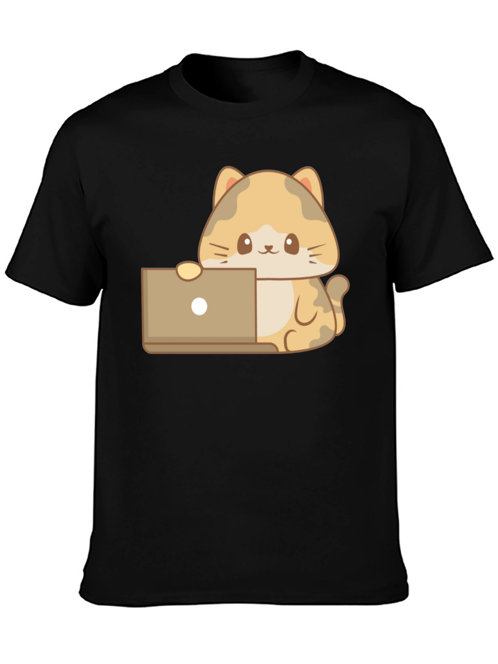 Cute Cat Laptop T-Shirt - Black