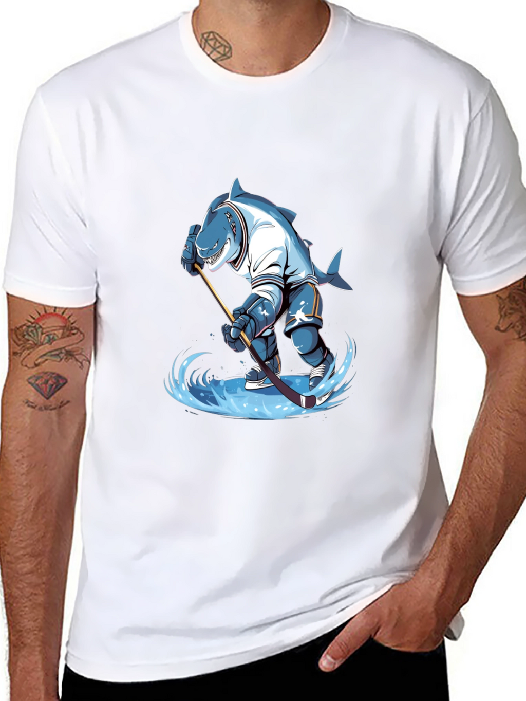 Shark Hockey Player Graphic Tee