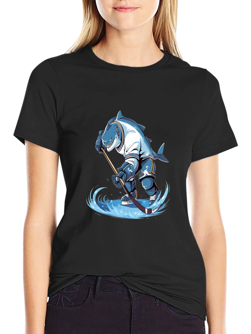 Shark Hockey Player Graphic Tee