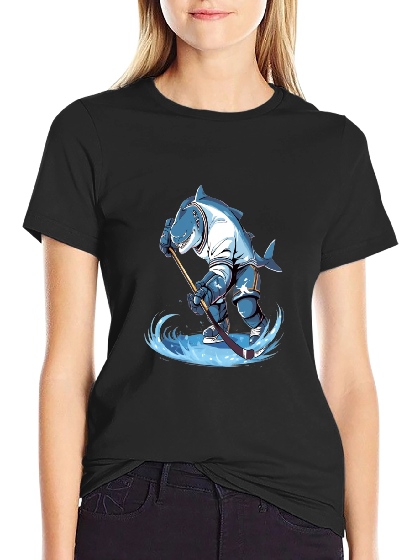Shark Hockey Player Graphic Tee