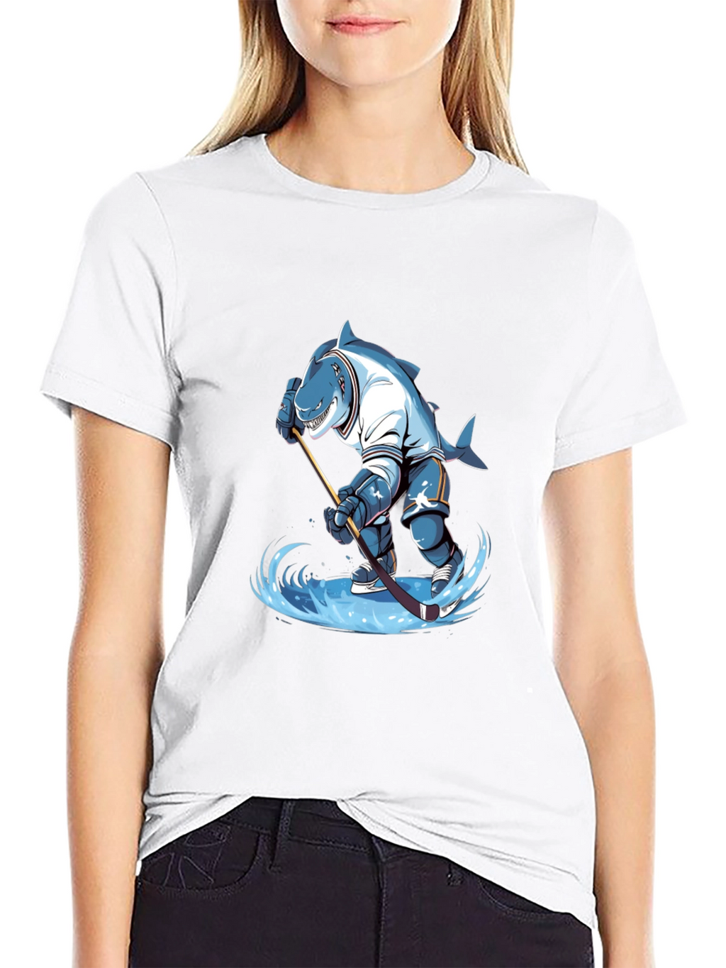 Shark Hockey Player Graphic Tee