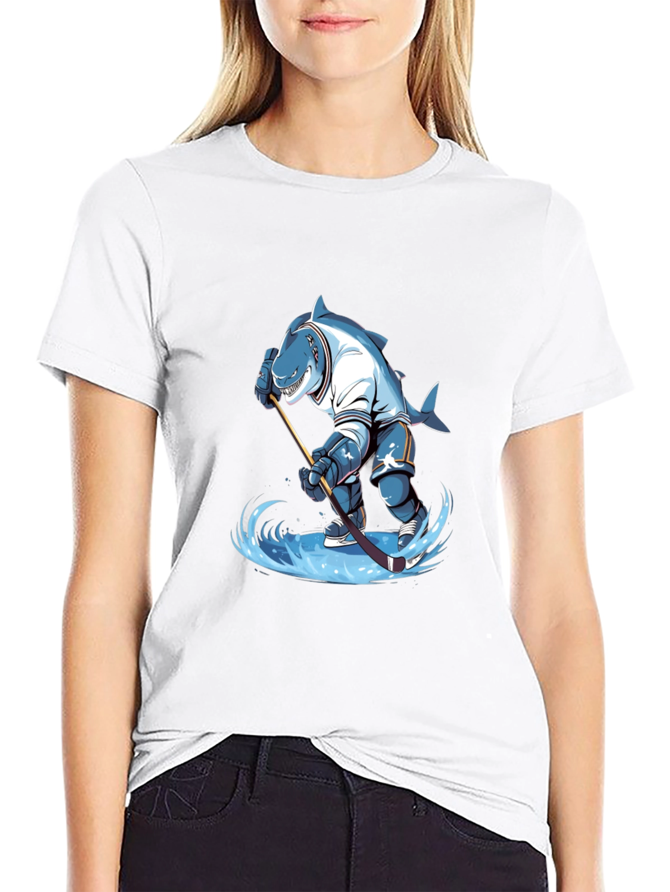 Shark Hockey Player Graphic Tee