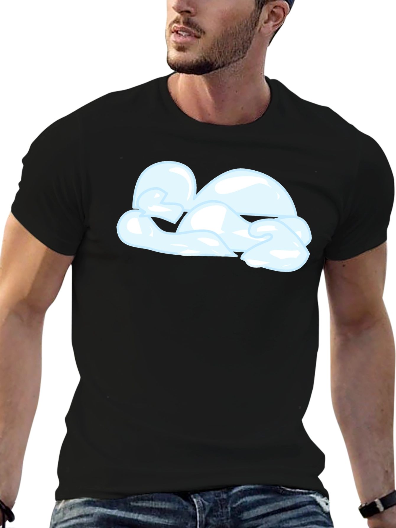 Cloud Graphic Black T-Shirt | Casual Cotton Tee