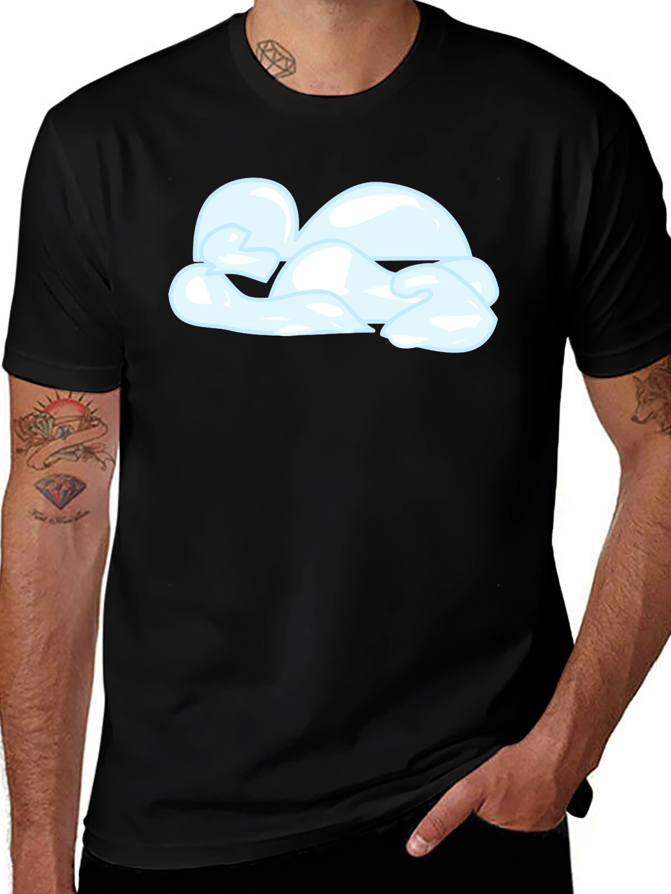Cloud Graphic Black T-Shirt | Casual Cotton Tee