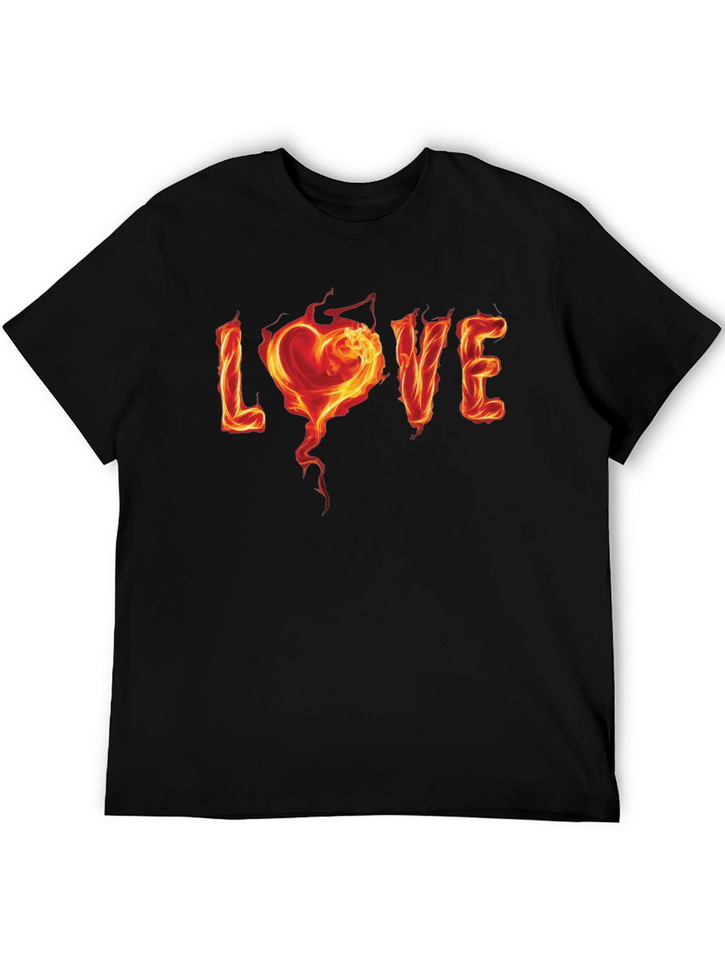 Fiery Love Graphic Black T-Shirt