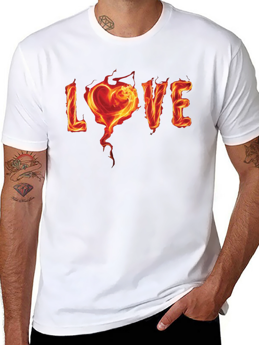 Fiery Love Graphic Black T-Shirt