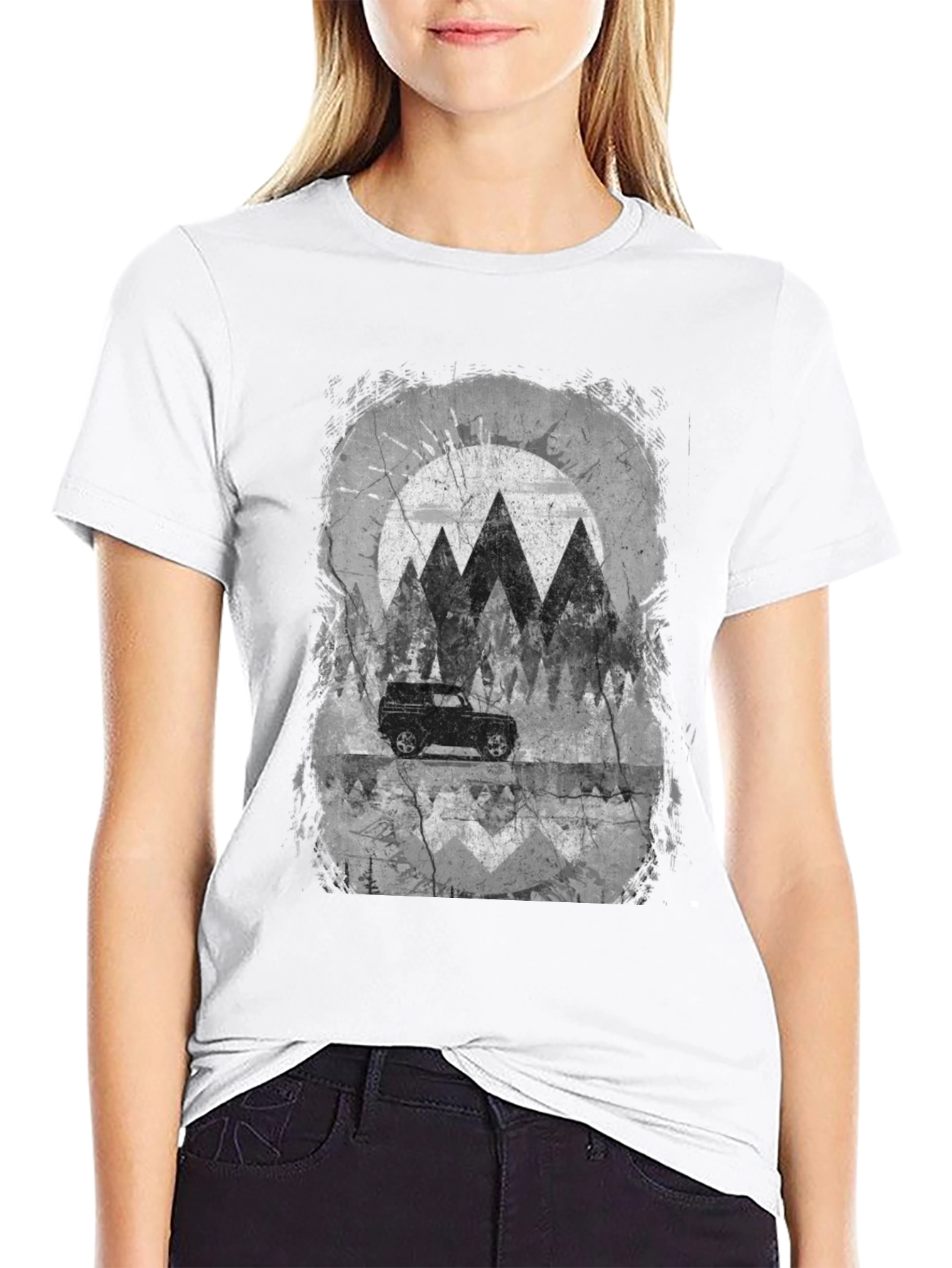 Mountain Scene Graphic Tee - Black