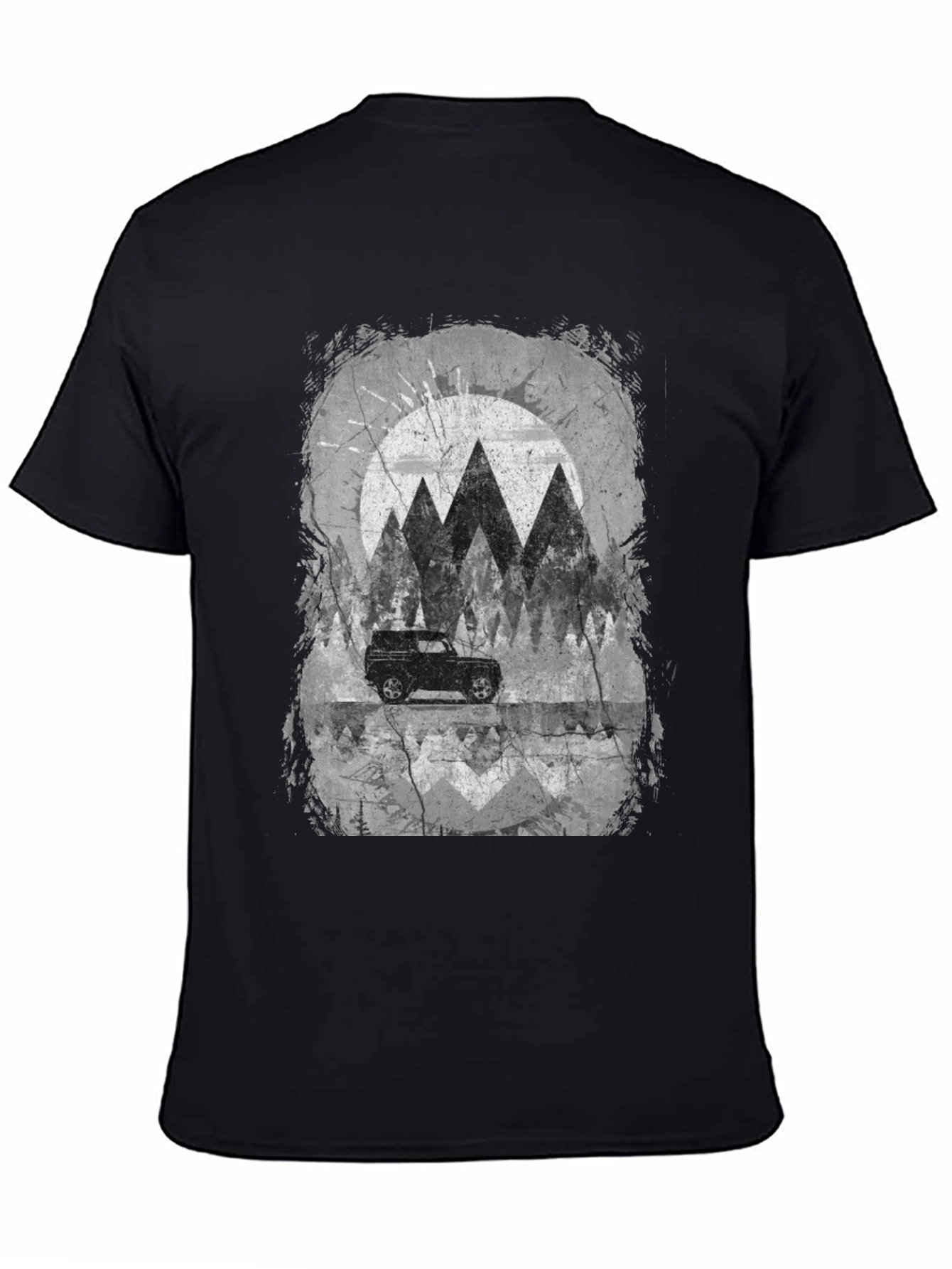 Mountain Scene Graphic Tee - Black