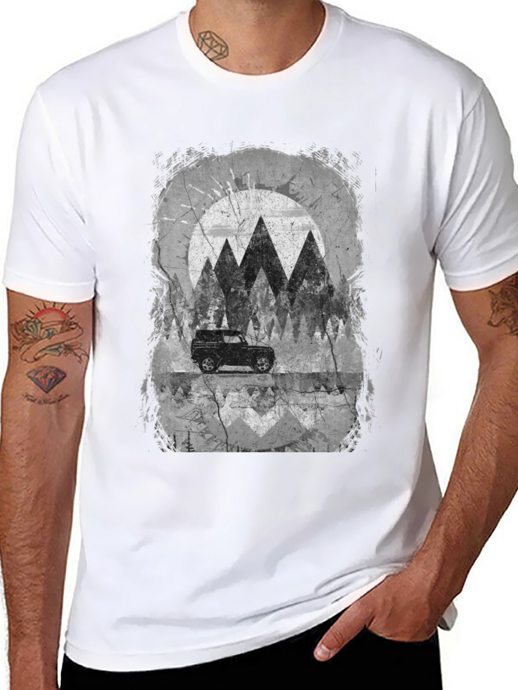 Mountain Scene Graphic Tee - Black