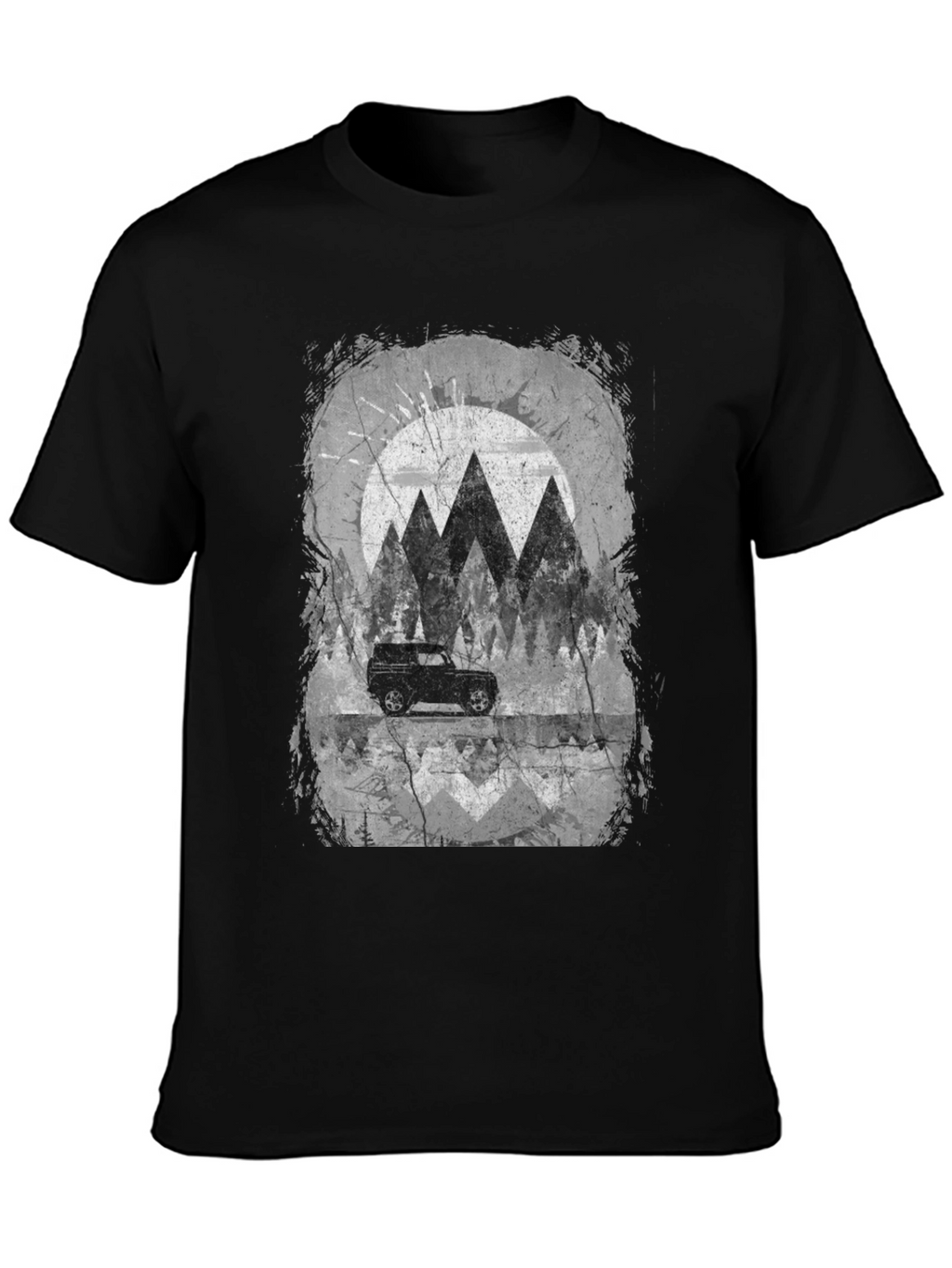 Mountain Scene Graphic Tee - Black