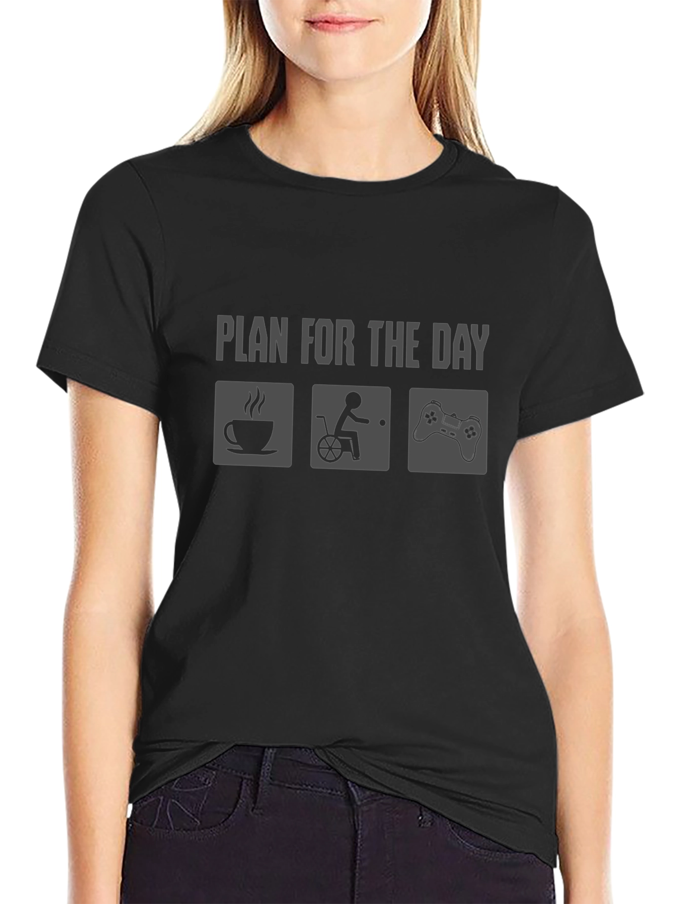 Plan For The Day T-Shirt - Coffee Gaming Wheelchair
