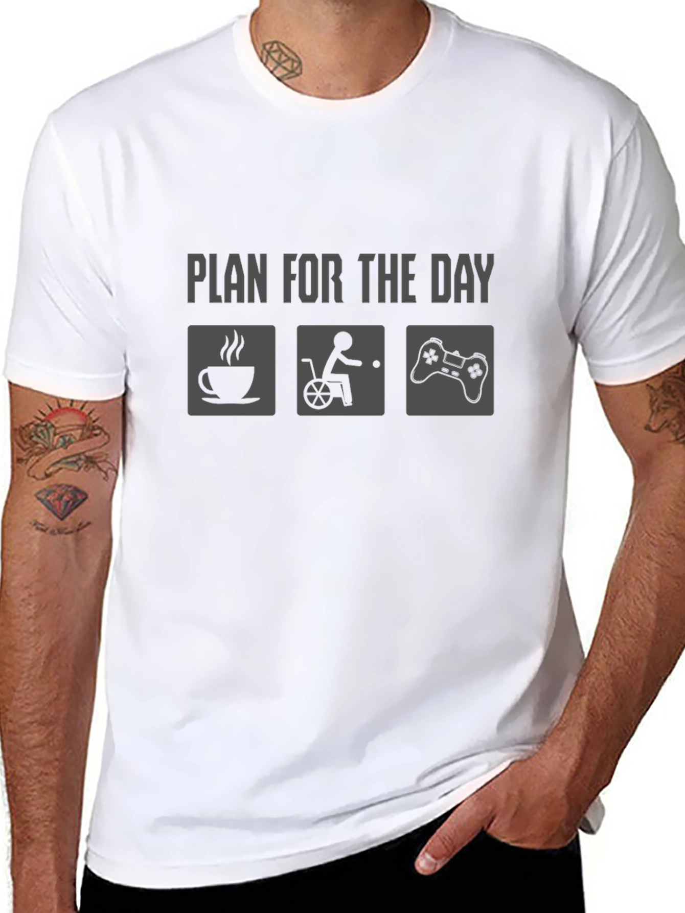 Plan For The Day T-Shirt - Coffee Gaming Wheelchair
