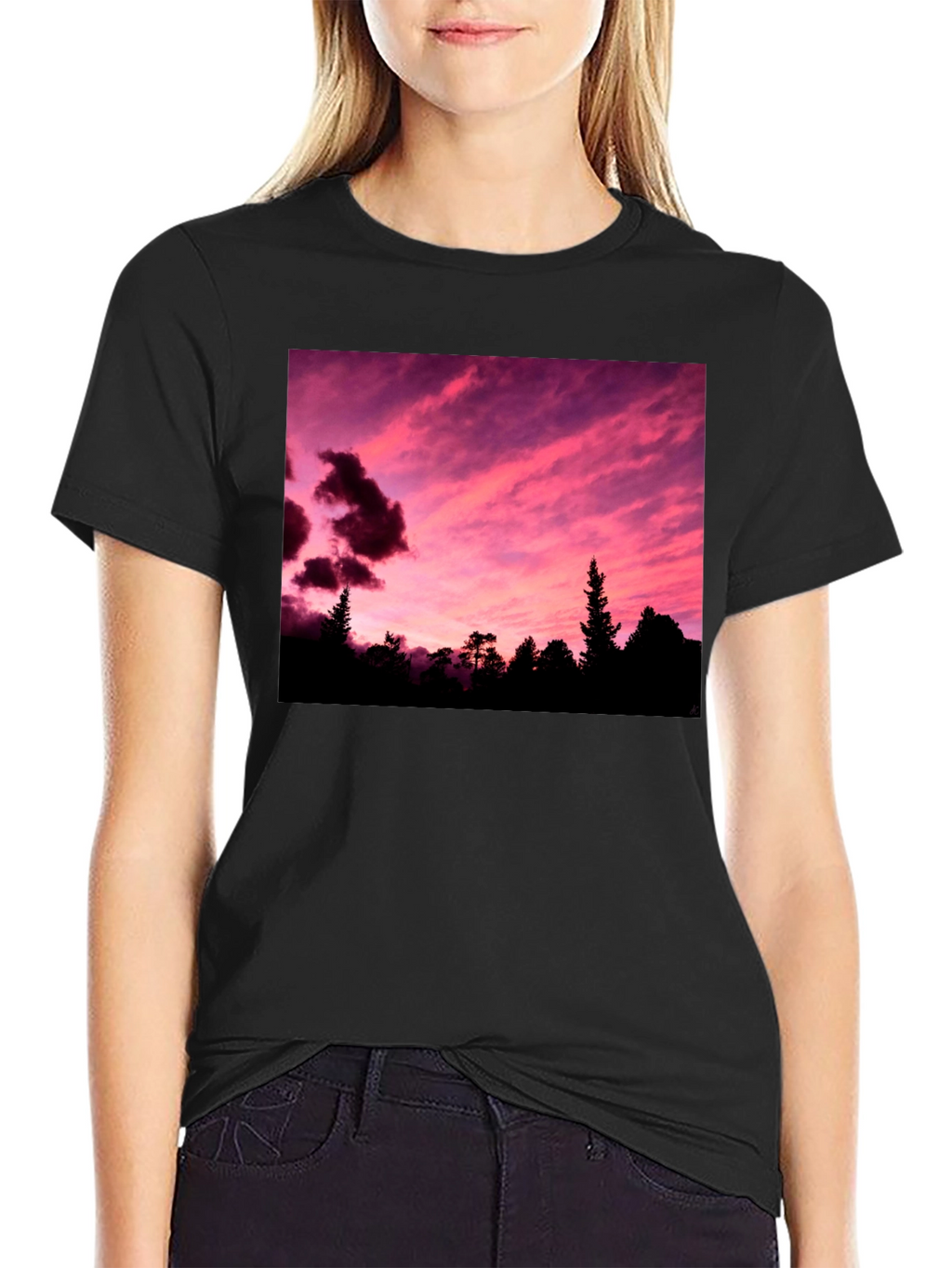 Sunset Forest Graphic Tee - Black