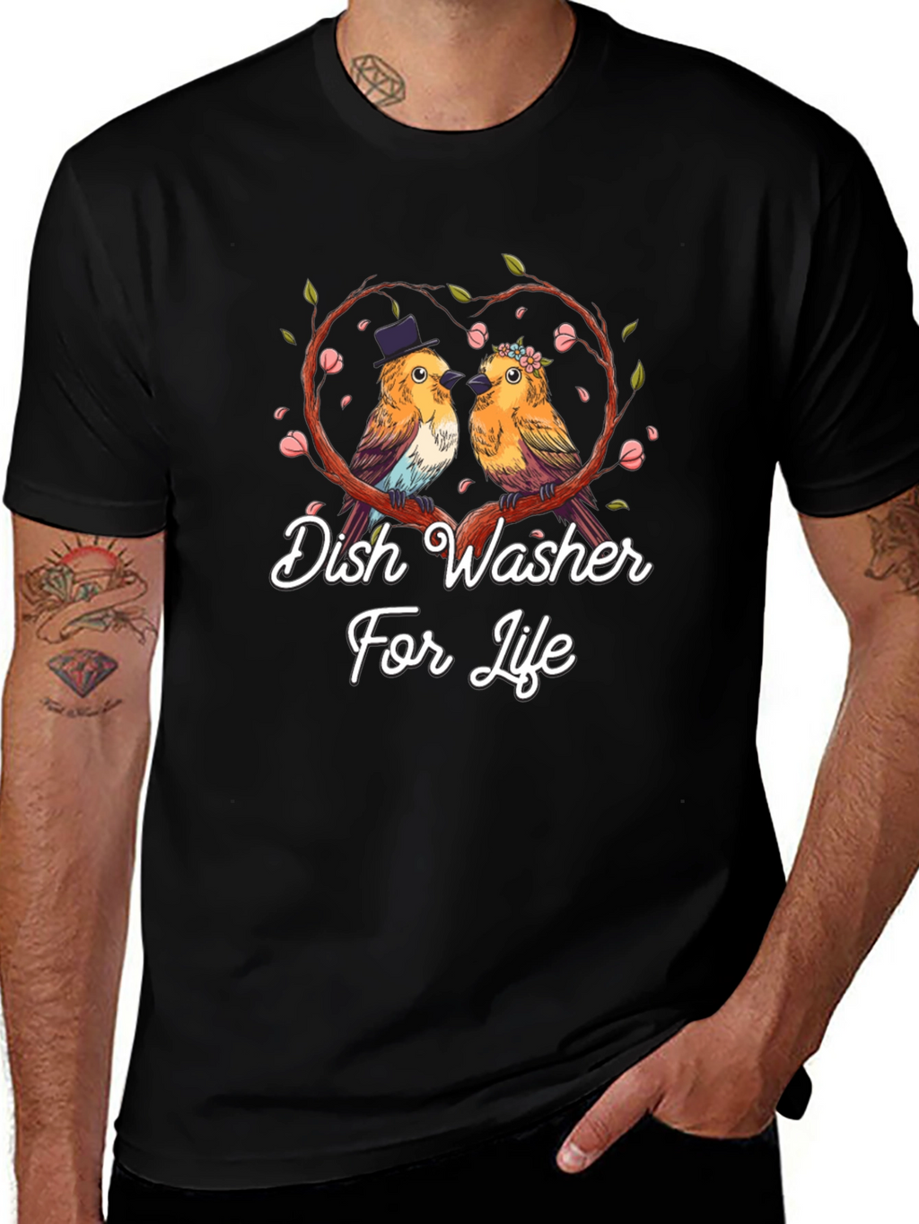 Dish Washer For Life T-Shirt Bird Love Tee