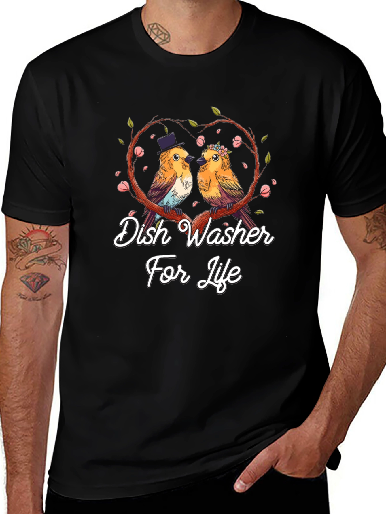 Dish Washer For Life T-Shirt Bird Love Tee
