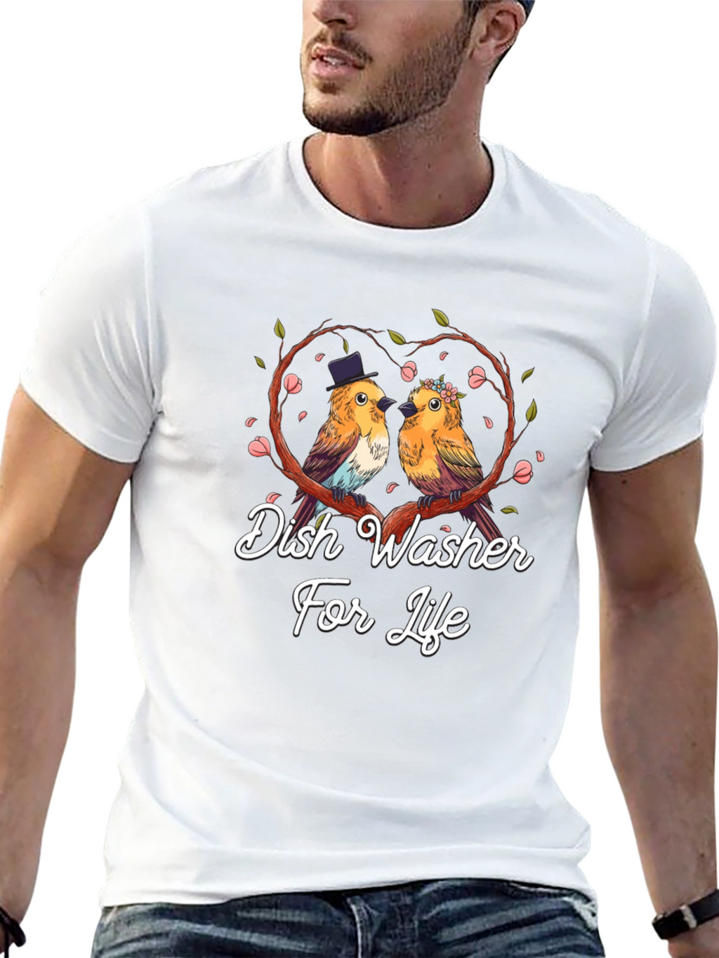 Dish Washer For Life T-Shirt Bird Love Tee
