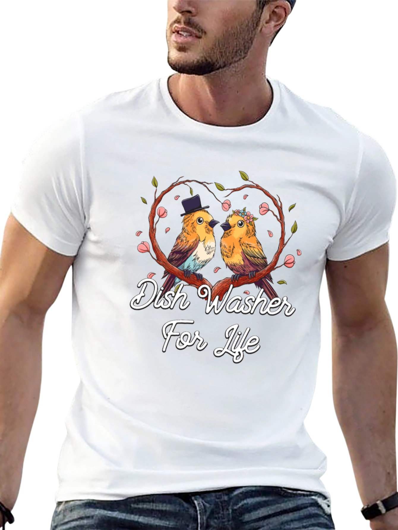 Dish Washer For Life T-Shirt Bird Love Tee