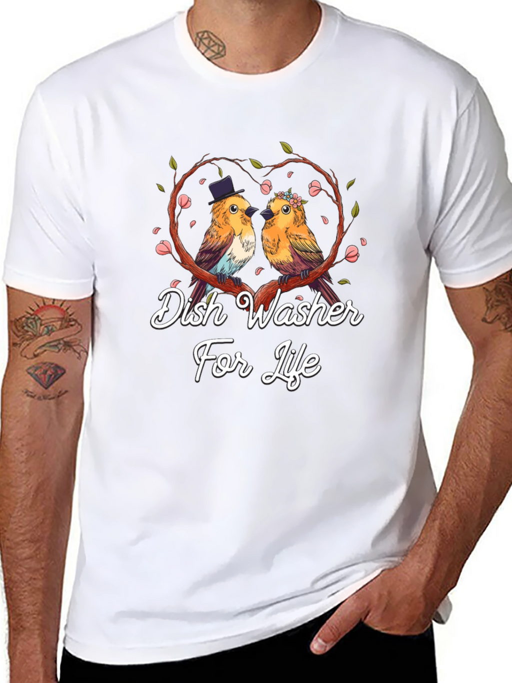 Dish Washer For Life T-Shirt Bird Love Tee