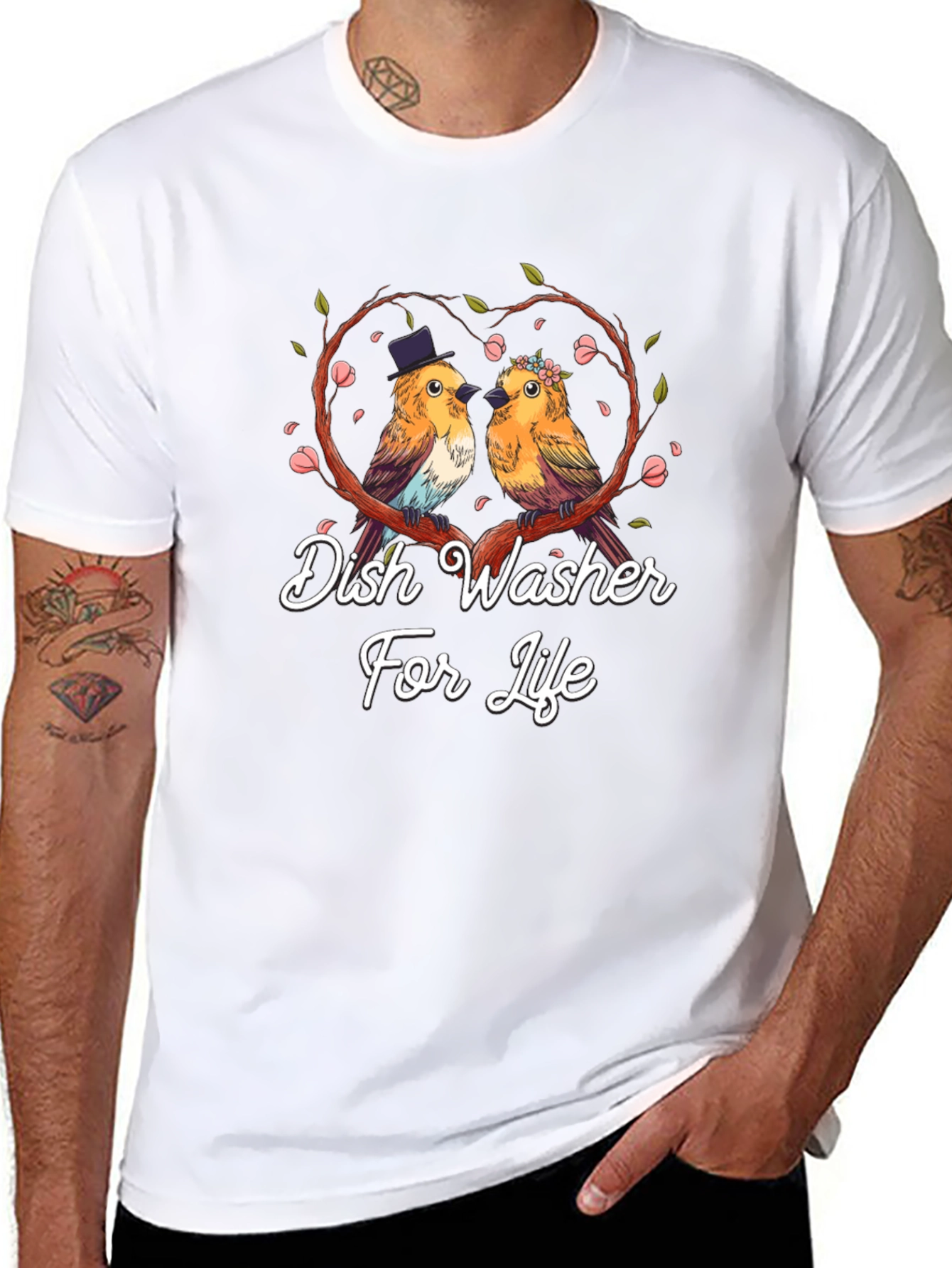 Dish Washer For Life T-Shirt Bird Love Tee