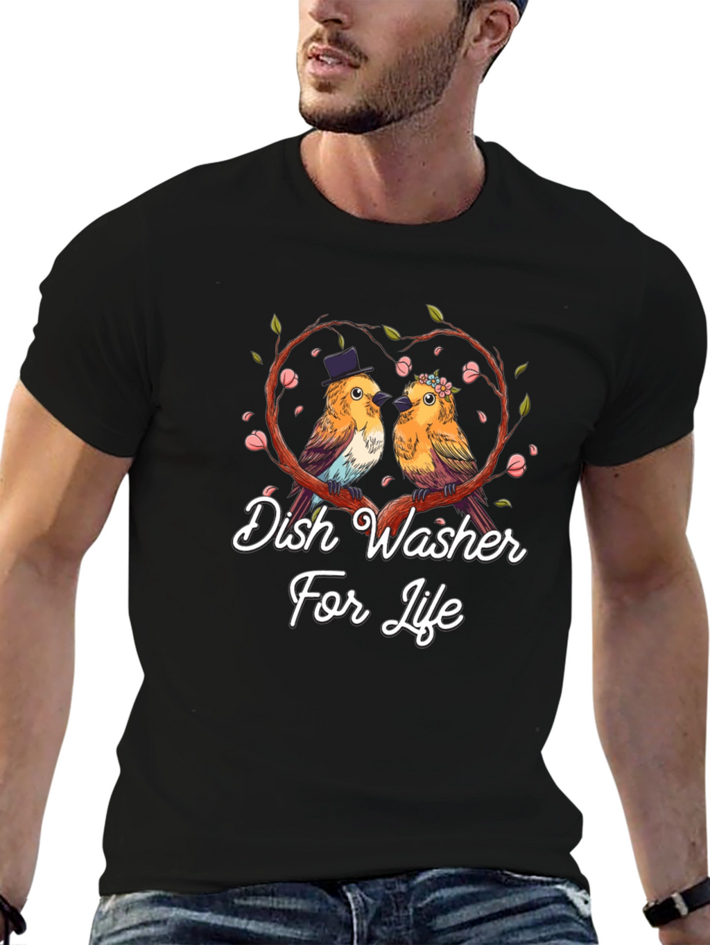 Dish Washer For Life T-Shirt Bird Love Tee