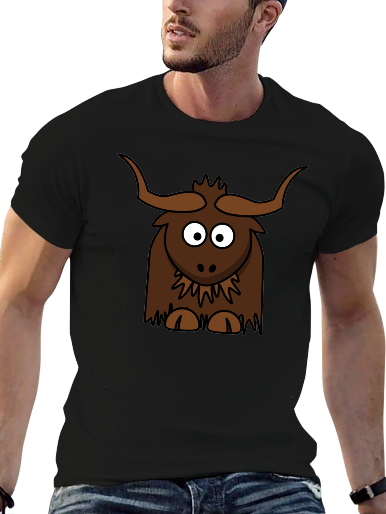 Cartoon Yak Graphic Tee - Fun & Unique!